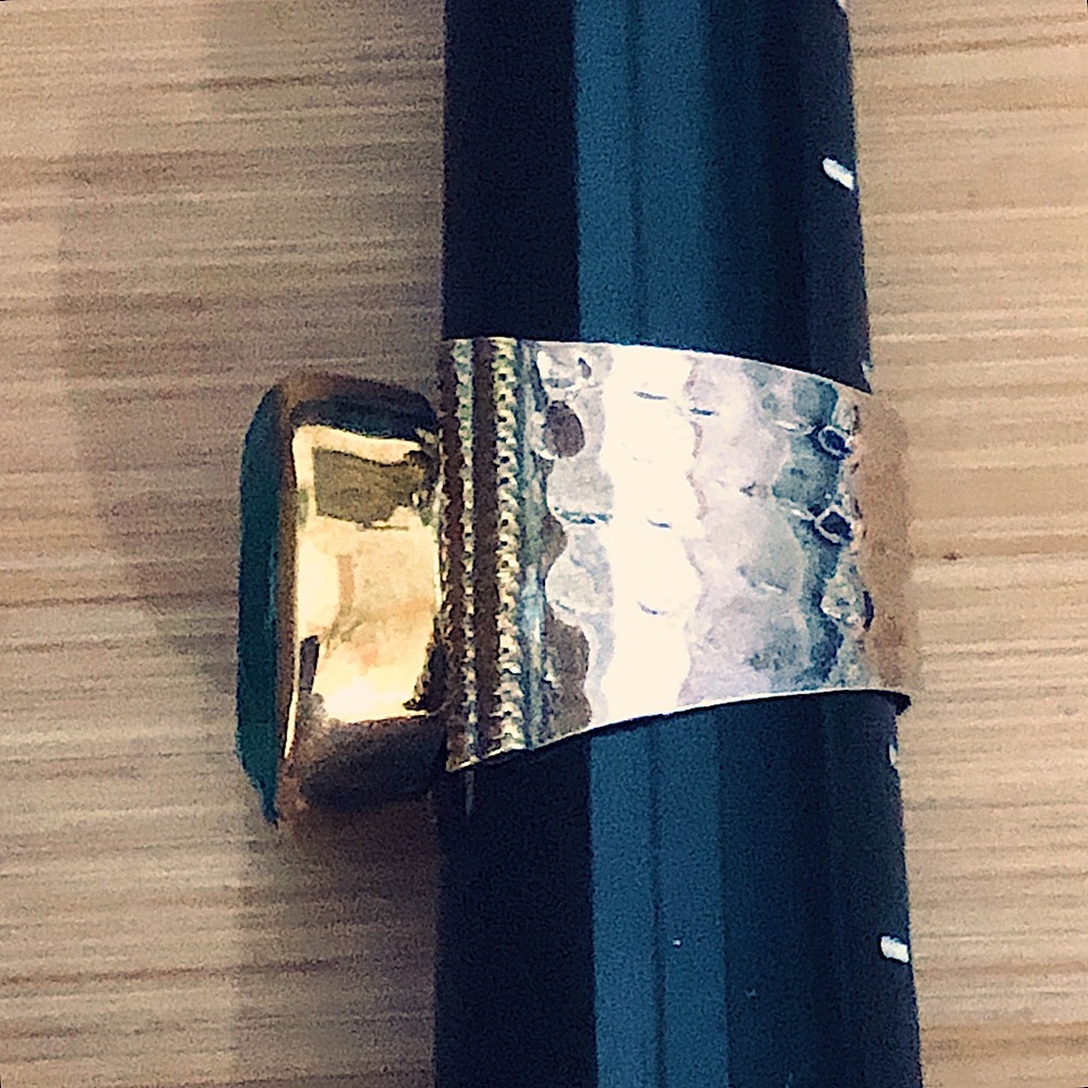 $65 Emerald Yellow Gold & Sterling Silver Estate Ring Size 7 Marked YS925INDIA - Picture 6 of 9